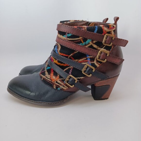 Spring Step L'Artiste Leather Ankle Boots Brown Multicolor Redding 41or US 10 - Picture 2 of 14